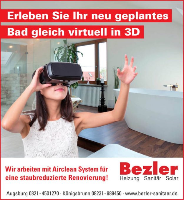 Das Bild zeigt ein Mädchen mit einer VR-Brille die sich in einem Bad bewegt.